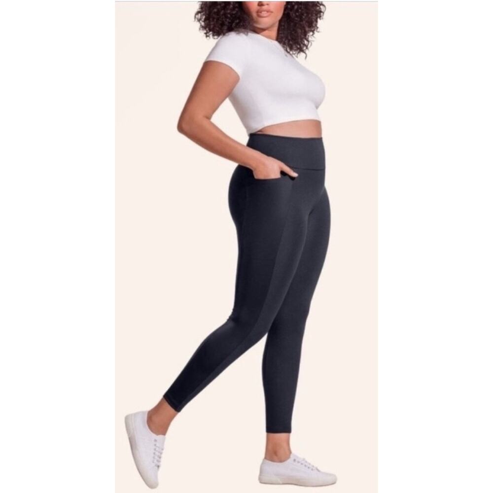 Honeylove Inner Power Leggings 1X Black Sculpting High Rise Compression Pockets